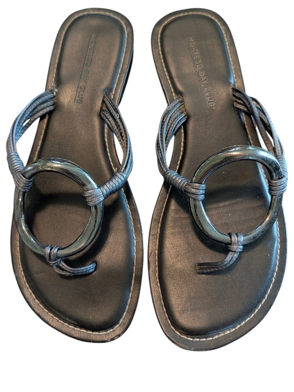 Montego Bay Club Black Ring-Accent Women's Sandals